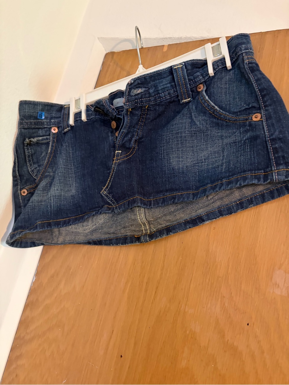 Jennifer Lopez Denim Skirt with Pink Stitching